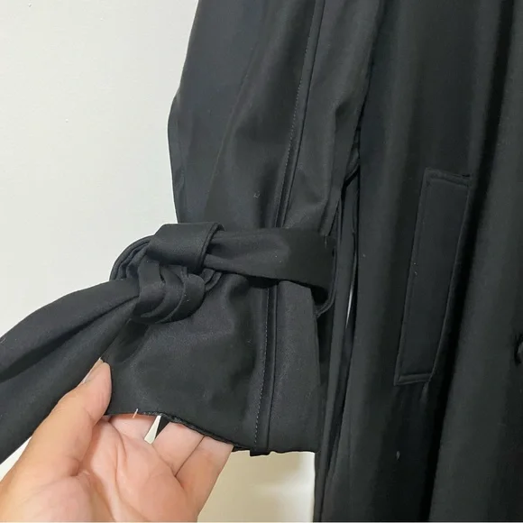 Walter Baker Coat Black Bottoms Pockets Belt Size Large - Picture 6 of 9